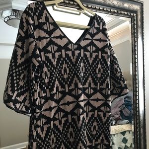 Black and Tan tunic with faux leather trim